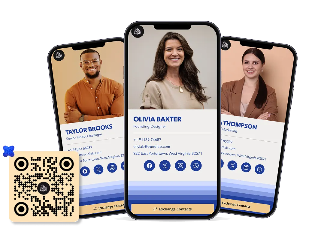 Digital business cards on phone